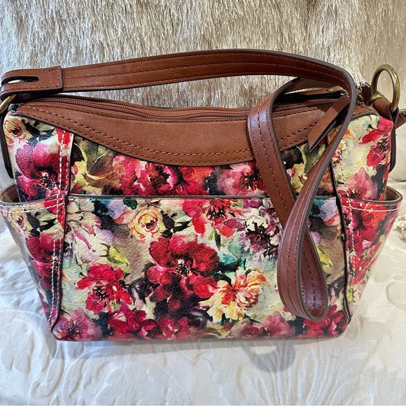 ROSETTI bag SHOULDER BAG Greenwich FLORAL handbag FALL inspired red brown multi - Picture 3 of 11